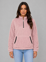 Women's Plush Half Zip Pullover – High Neck Fleece Jacket