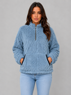 Women's Plush Half Zip Pullover – High Neck Fleece Jacket