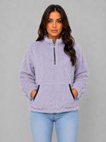 Women's Plush Half Zip Pullover – High Neck Fleece Jacket