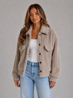 Women’s Plush Teddy Jacket – Button-Up Collared Fleece Cardigan