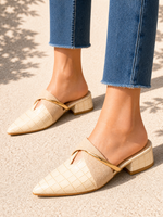 Women’s Pointed Toe Mule Heels – Croc Effect Elegant Slip-On