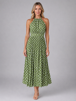 Women’s Polka Dot Halter Midi Dress – Relaxed Summer Style