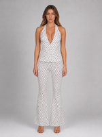 Women's Polka Dot Halter Top & Wide Leg Trousers Co-Ord Set – Summer Outfit