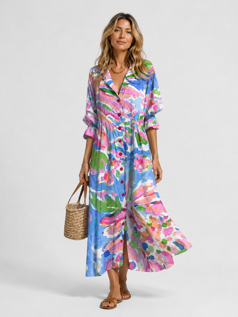 printed shirt dress Women's Printed Shirt Dress – Relaxed Flattering Fit – Montleigh
