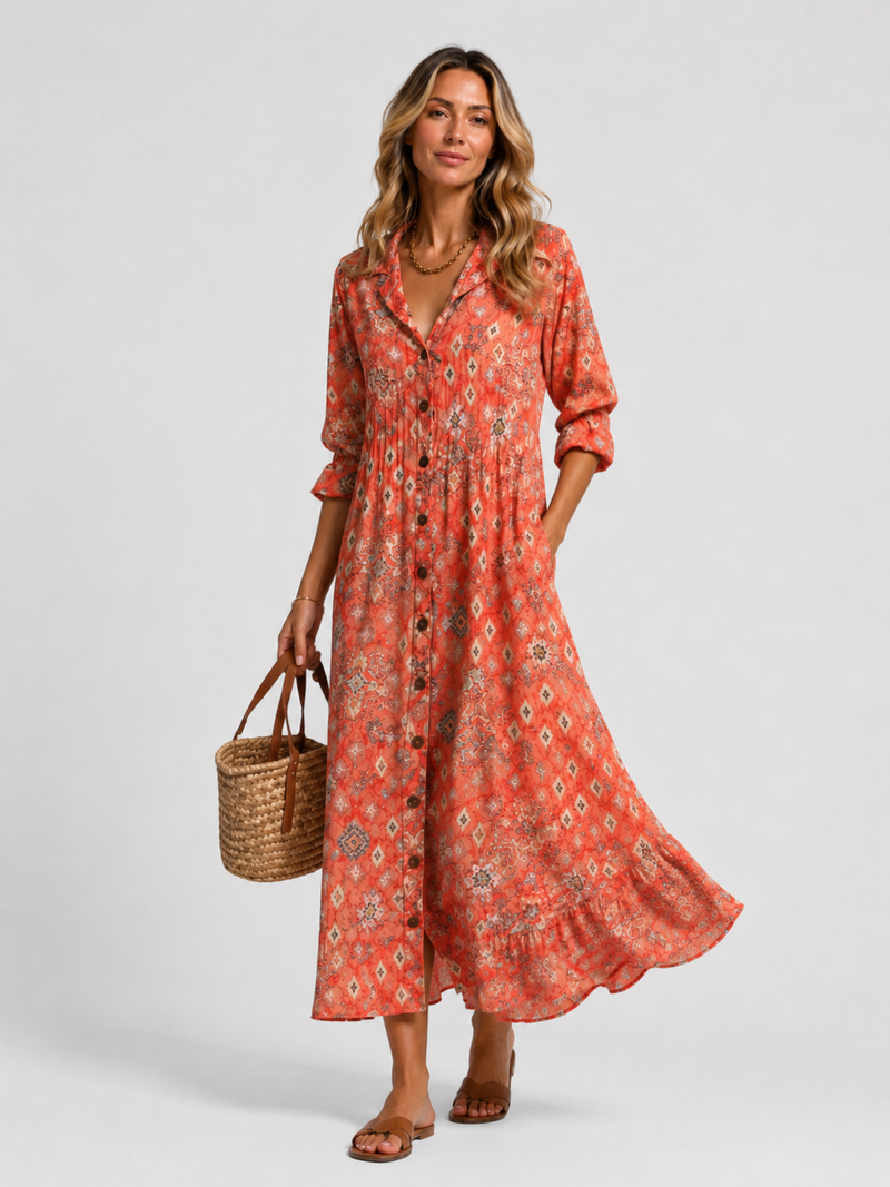 printed shirt dress Women's Printed Shirt Dress – Relaxed Flattering Fit – Montleigh