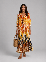 Women’s Printed Shirt Maxi Dress – Relaxed Flattering Fit