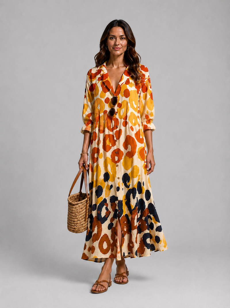 Women’s Printed Shirt Maxi Dress – Relaxed Flattering Fit