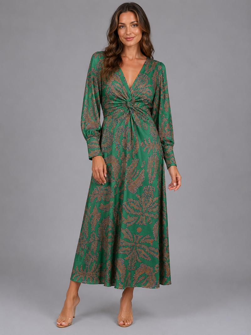 midi dresses for women wedding guest & Outfits Online Christmas parties Women's Printed V-Neck Midi Dress