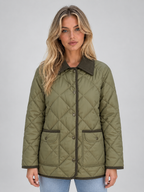 Women’s Quilted Padded Jacket – Corduroy Collar Country Coat