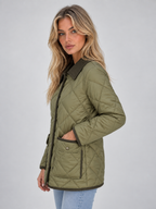Women’s Quilted Padded Jacket – Corduroy Collar Country Coat