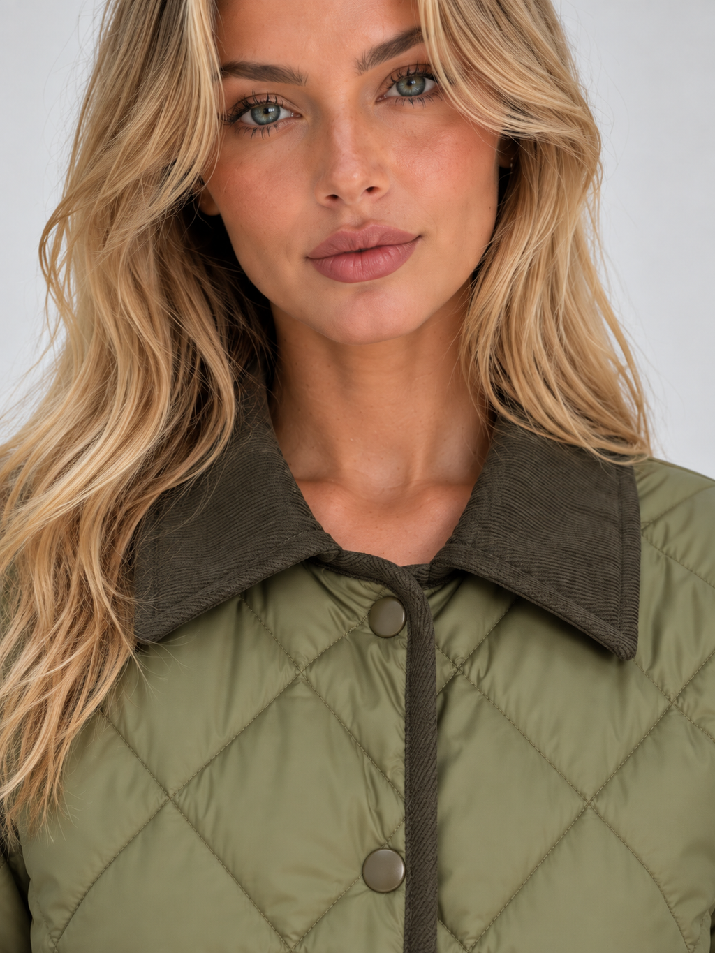 Women’s Quilted Padded Jacket – Corduroy Collar Country Coat