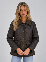 Women’s Quilted Padded Jacket – Corduroy Collar Country Coat