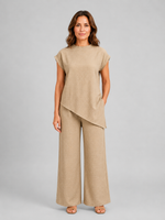 Women's Relaxed Co-Ord Set – Asymmetric Top & Wide Leg Trousers