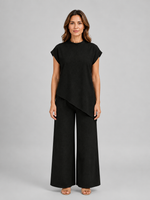 Women's Relaxed Co-Ord Set – Asymmetric Top & Wide Leg Trousers