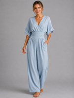 Women’s Relaxed Fit Wide-Leg Jumpsuit – Cinched Waist Style