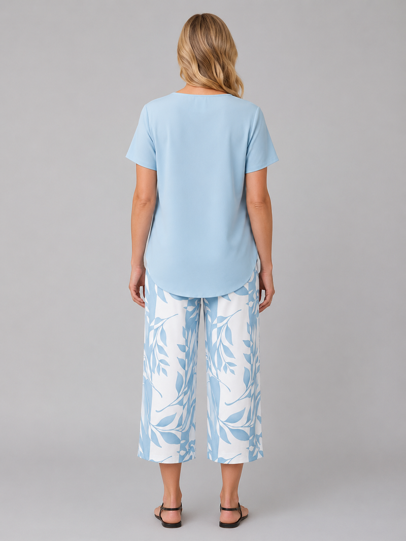 Women's Relaxed Two-Piece Set – Layered Top & Wide Leg Trousers