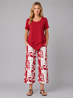 Women's Relaxed Two-Piece Set – Layered Top & Wide Leg Trousers