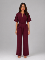 Women's Relaxed Wide Leg Jumpsuit – Tie Waist Casual Outfit
