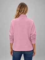 Women's Ribbed Half-Zip Pullover – Casual Knit Zip Neck Jumper