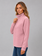 Women's Ribbed Half-Zip Pullover – Casual Knit Zip Neck Jumper