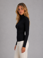 Women's Ribbed Half Zip Top – High Neck Long Sleeve