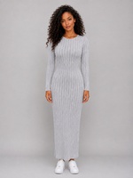 Women’s Ribbed Knit Maxi Dress – Long Sleeve Bodycon Style