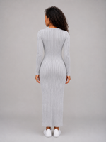 Women’s Ribbed Knit Maxi Dress – Long Sleeve Bodycon Style