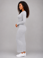 Women’s Ribbed Knit Maxi Dress – Long Sleeve Bodycon Style