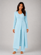 Women's Ribbed Soft Two-Piece Lounge Set - Relaxed Fit Co-Ord