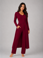 Women's Ribbed Soft Two-Piece Lounge Set - Relaxed Fit Co-Ord