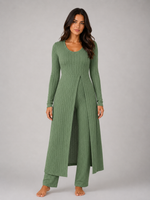 Women's Ribbed Soft Two-Piece Lounge Set - Relaxed Fit Co-Ord