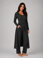 Women's Ribbed Soft Two-Piece Lounge Set - Relaxed Fit Co-Ord