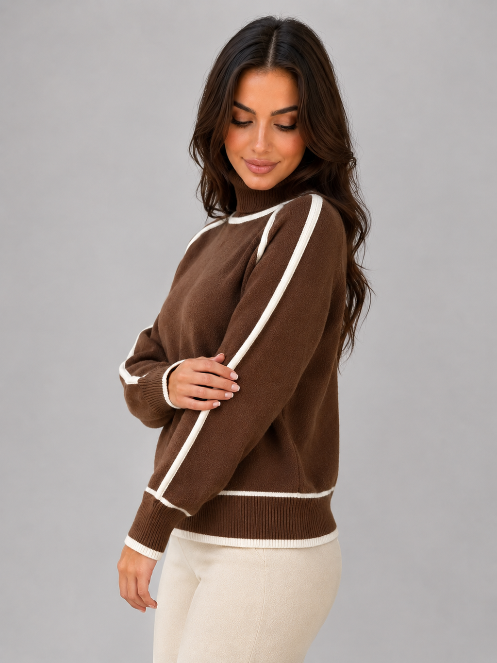 Women’s Roll Neck Jumper – Soft Relaxed Knit Top