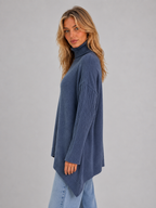 Women's Roll Neck Oversized Jumper – Soft Knit Longline Sweater