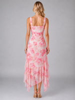 Women’s Romantic Ruffle Maxi Dress – Elegant Split Hem