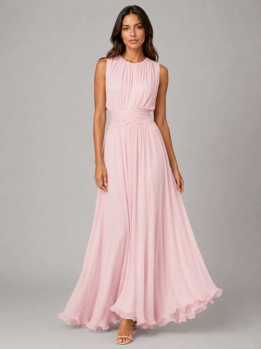 ruched chiffon maxi dress product info and reviews Black RUCHED CHIFFON MAXI DRESS As Shown / XS