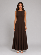 Women’s Ruched Sleeveless A-Line Maxi Dress – Relaxed Summer Style