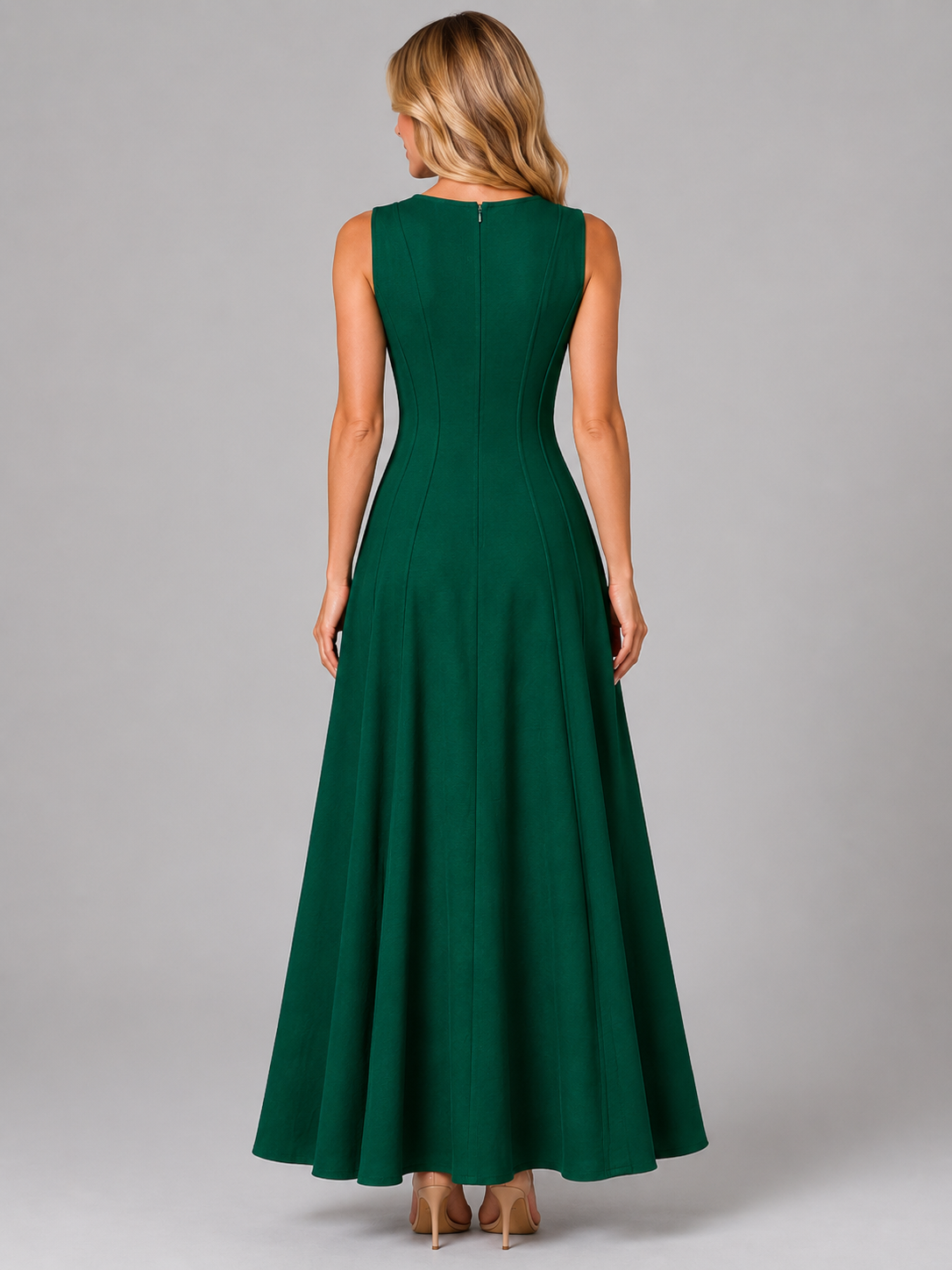 Women’s Ruched Sleeveless A-Line Maxi Dress – Relaxed Summer Style