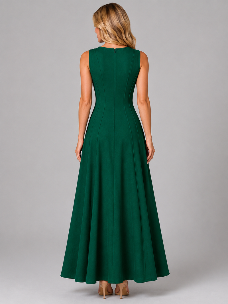 Women’s Ruched Sleeveless A-Line Maxi Dress – Relaxed Summer Style
