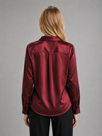 Women's Satin-Feel Blouse – Elegant Silky Drape