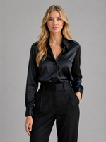 Women's Satin-Feel Blouse – Elegant Silky Drape