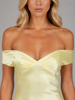 Women’s Satin Feel Off Shoulder Maxi Dress – Wedding Guest Gown