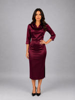 Women’s Satin Look Cowl Neck Midi Dress – Elegant Occasion Dress