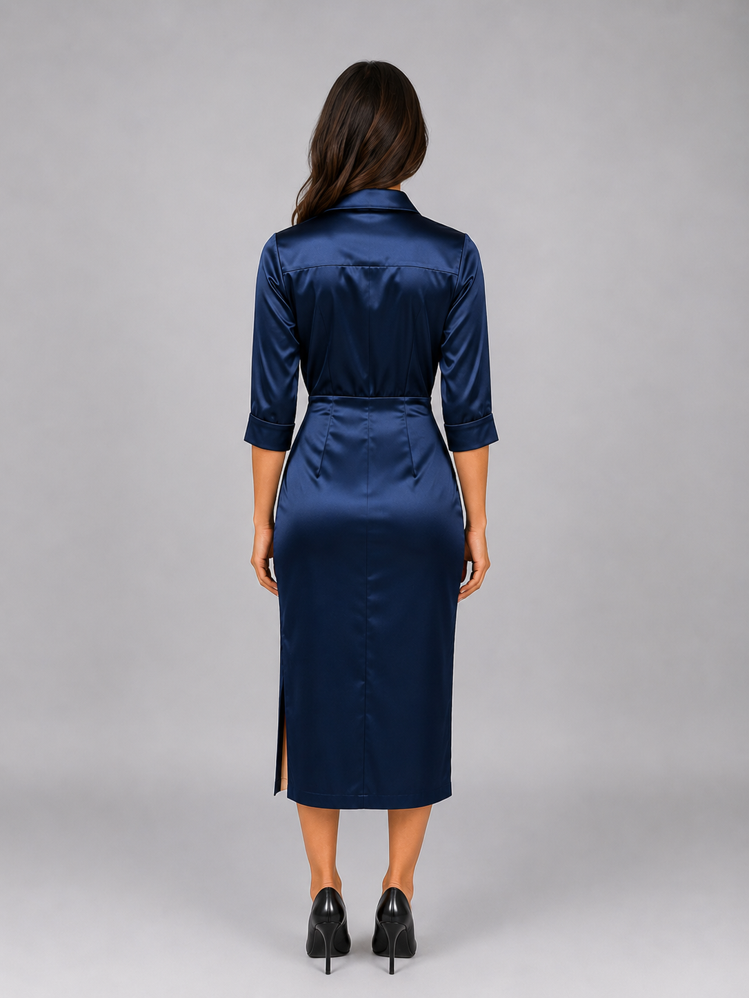 Women’s Satin Look Cowl Neck Midi Dress – Elegant Occasion Dress
