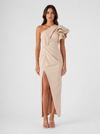 Women’s Sculpting One-Shoulder Midi Dress – Ruffle Detail