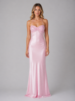 Women’s Sequin Embellished Satin Feel Maxi Dress – Halter Evening Gown