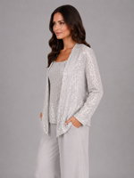 Women's Sequin Three-Piece Trouser Set – Elegant Occasion Co-Ord