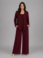 Women's Sequin Three-Piece Trouser Set – Elegant Occasion Co-Ord