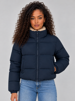 Women’s Sherpa Lined Puffer Jacket – Full Zip High Neck Winter Coat