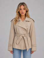 Women’s Short Trench Coat – Belted Double Breasted Jacket